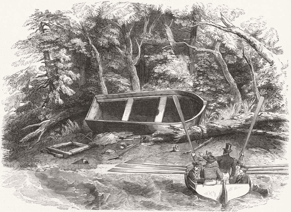 MILITARIA. Gardiner remains; Pioneer, sleeping-boat 1852 old antique print